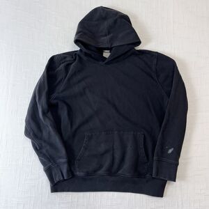 Y2K Gap Blank Hoodie Sweatshirt Boxy L Vtg Black Plain Essential Skater Grunge